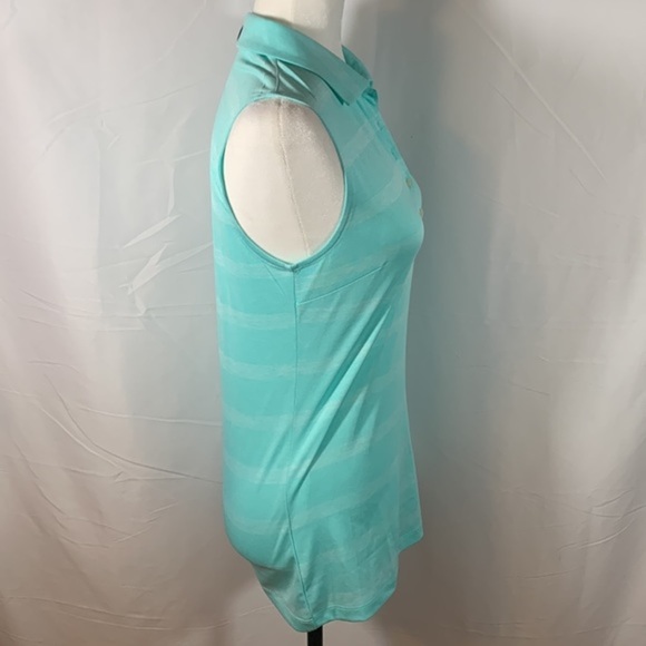 Puma Golf Pounce Blue & White Striped Sleeve Polo Tank Top - Picture 7 of 10